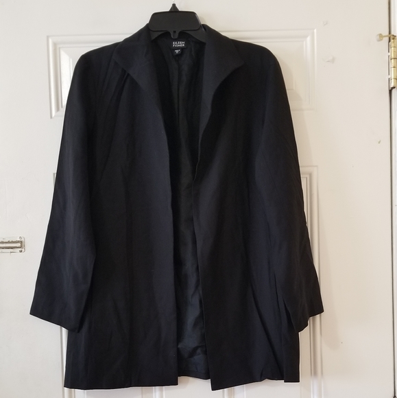 Vintage Eileen Fisher Open Front Black Blazer - Picture 2 of 7